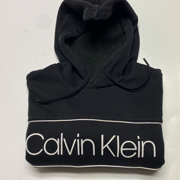 CALVIN  KLEIN MENS LONG SLEEVE ICONIC LOGO PIPING PULLOVER HOODIE - Picture 2 of 5